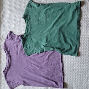 Cat & Jack Girls Pocket Tee - Purple (L 10/12) and Green(M 7/8)